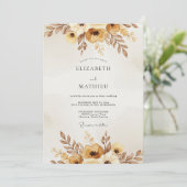 Ochre Autumnal Painterly Wedding Kaart (Staand voorkant)