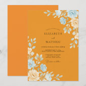 Ochre Azure Ranunculus Eucalyptus Bruiloft Kaart (Voorkant / Achterkant)