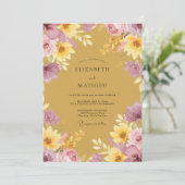 Ochre Bloemenoogst Bruiloft Kaart (Staand voorkant)