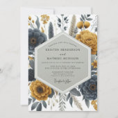 Ochre Bloemrijke Bosbruiloft Kaart (Voorkant)