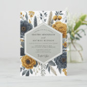 Ochre Bloemrijke Bosbruiloft Kaart (Staand voorkant)