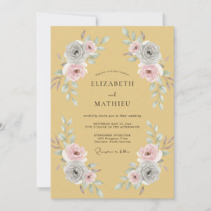 Ochre Blush Bloemrijke Bruiloft Kaart