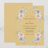 Ochre Blush Bloemrijke Bruiloft Kaart (Voorkant / Achterkant)