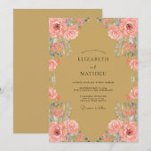 Ochre Blush Bloom Bruiloft Kaart (Voorkant / Achterkant)