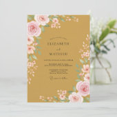 Ochre Blush Roze Bruiloft Kaart (Staand voorkant)