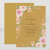 Ochre Blush Roze Bruiloft Kaart (Voorkant / Achterkant)