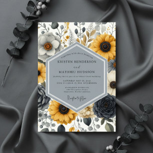 Ochre Botanische Romantische Bruiloft Kaart