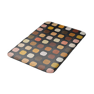Ochre Brown Blush Coral Round Squares Patroon Badmat