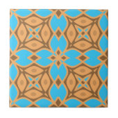 Ochre Brown en Turquoise Etnische Bohemen Pattern Tegeltje (Voorkant)