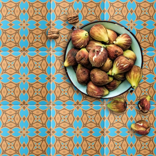 Ochre Brown en Turquoise Etnische Bohemen Pattern Tegeltje