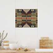 Ochre Brown Khaki Red Native Tribal Mosaic Pattern Poster (Keuken)