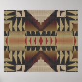 Ochre Brown Khaki Red Native Tribal Mosaic Pattern Poster (Voorkant)
