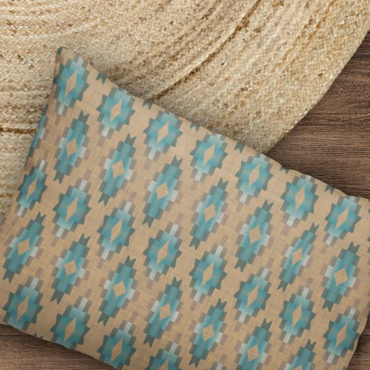 Ochre Brown Taupe Blauwgroen Blue Tribal Art Patro Kussensloop
