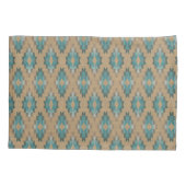 Ochre Brown Taupe Blauwgroen Blue Tribal Art Patro Kussensloop (Achterkant-Links)