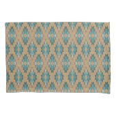 Ochre Brown Taupe Blauwgroen Blue Tribal Art Patro Kussensloop (Voorkant-Links)