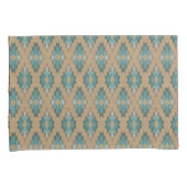 Ochre Brown Taupe Blauwgroen Blue Tribal Art Patro Kussensloop (Voorkant-Rechts)