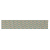 Ochre Brown Taupe Blauwgroen Blue Tribal Art Patro Medium Tafelloper (Horizontaal)