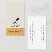 OCHRE CERAMIC GLAZED SPECKLED FEATHER NIB NOTARY VISITEKAARTJE (Voorkant / Achterkant)