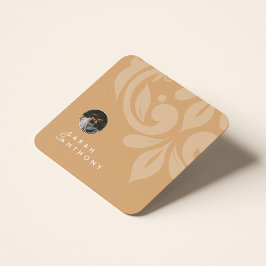 Ochre Classic Minimal Damask Fotobruiloft Kartonnen Onderzetters