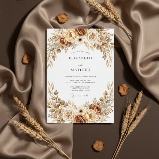 Ochre Earthy Botanical Wedding Kaart