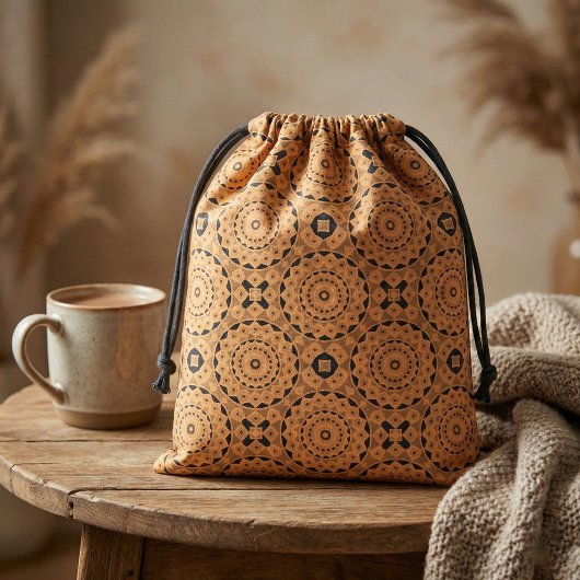 Ochre Ethnic Moroccan Boho Chic Mosaic Pattern Stof