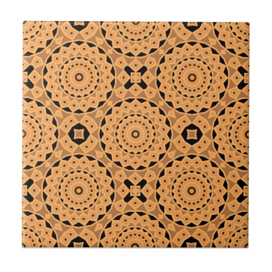 Ochre Ethnic Moroccan Boho Chic Mosaic Pattern Tegeltje (Voorkant)