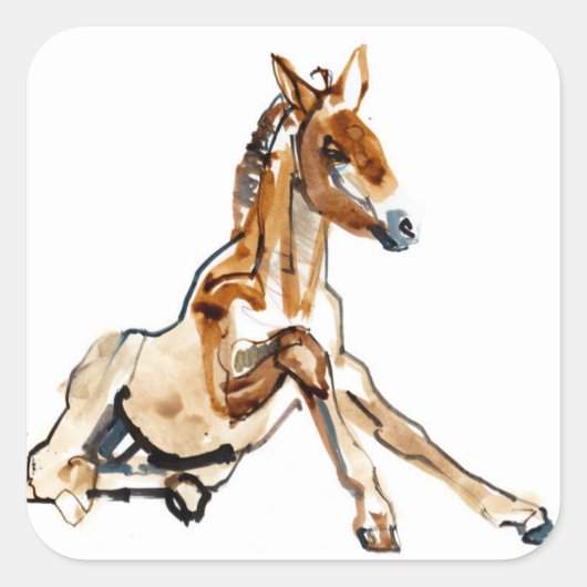 Ochre Foal Vierkante Sticker (Voorkant)