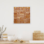 Ochre Folk Architectuur Patroonaffiche Poster (Keuken)