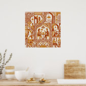 Ochre Folk Cafe Patroon Poster (Keuken)