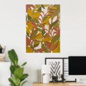 Ochre Groen Botanisch Blad Poster (Thuiskantoor)