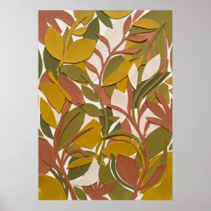 Ochre Groen Botanisch Blad Poster