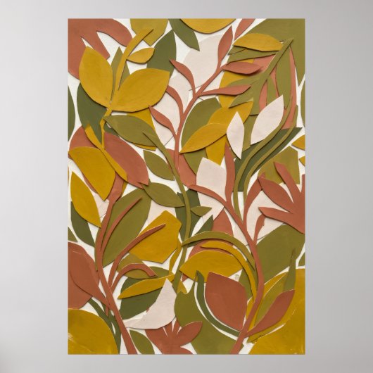 Ochre Groen Botanisch Blad Poster (Voorkant)