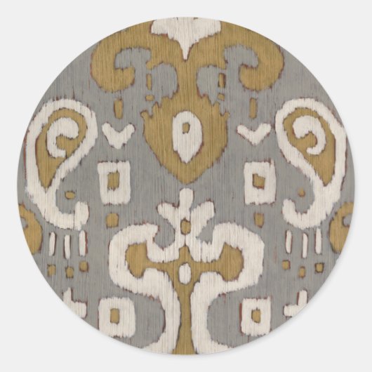 Ochre Ikat I Ronde Sticker (Voorkant)