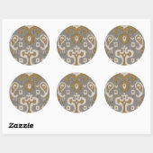 Ochre Ikat I Ronde Sticker (Vel)