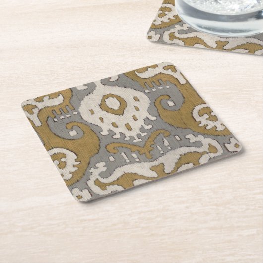 Ochre Ikat II Kartonnen Onderzetters (Schuin)