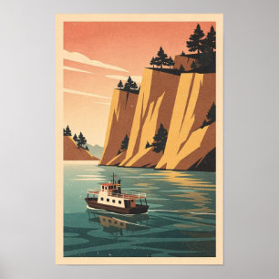 Ochre Kliffen en Havenveer Retro Reisposter Poster