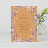 Ochre Mauve Blad Bruiloft Kaart (Staand voorkant)