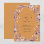 Ochre Mauve Blad Bruiloft Kaart (Voorkant / Achterkant)