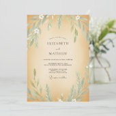 Ochre Olijf Loof Eucalyptus Bruiloft Kaart (Staand voorkant)