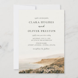 Ochre Olijfgroen Script Beach Rose Cape Cod Trouw Kaart
