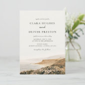 Ochre Olijfgroen Script Beach Rose Cape Cod Trouw Kaart (Staand voorkant)