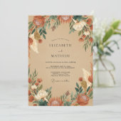 Ochre Roest Blad Eucalyptus Bruiloft Kaart (Staand voorkant)