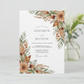 Ochre Rustic Woodland Wedding Kaart (Staand voorkant)