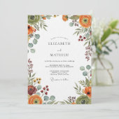 Ochre & Sage Herfstbloei Bruiloft Kaart (Staand voorkant)