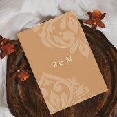 Ochre Smaakvolle Klassieke Script Damask Wedding Kaart