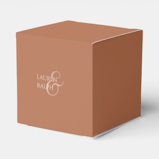 Ochre Terracotta Script bruiloft dank u Bedankdoosjes (Achterkant)