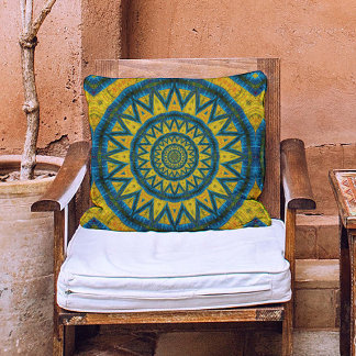 Ochre & Turquoise Boheem Celestiaal Tribal Etnisch Buitenkussen
