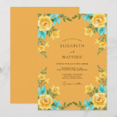 Ochre Turquoise Ranunculus Eucalyptus Bruiloft Kaart (Voorkant / Achterkant)