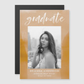 Ochre Waterverf Was foto Afstuderen Magnetische Uitnodiging (Voorkant / Achterkant)