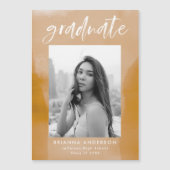 Ochre Waterverf Was foto Afstuderen Magnetische Uitnodiging (Voorkant)